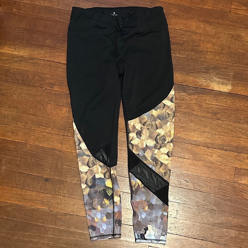 Athleta Asym Mesh Sonar Honeycomb Print Yoga Leggings Women's Sz L